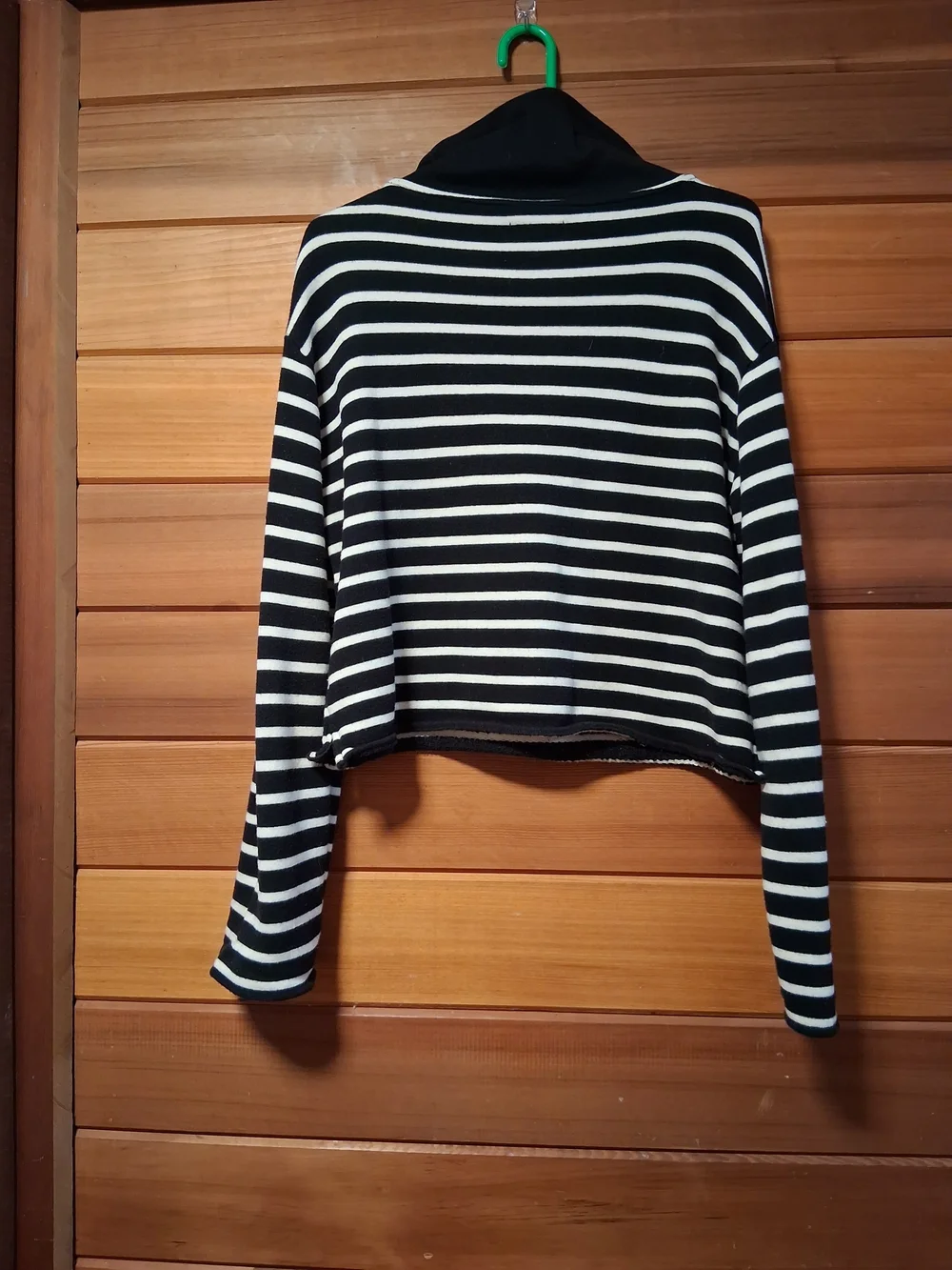 👐J. Crew Black & White Striped Quarter-Zip Pullover